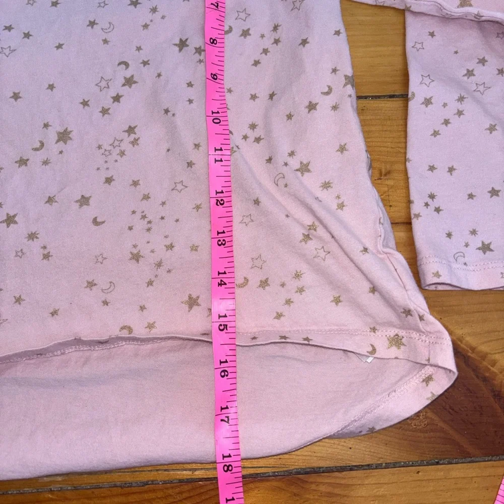 Old Navy Girls Pink Long Sleeve Tee Gold Star Print Size 10